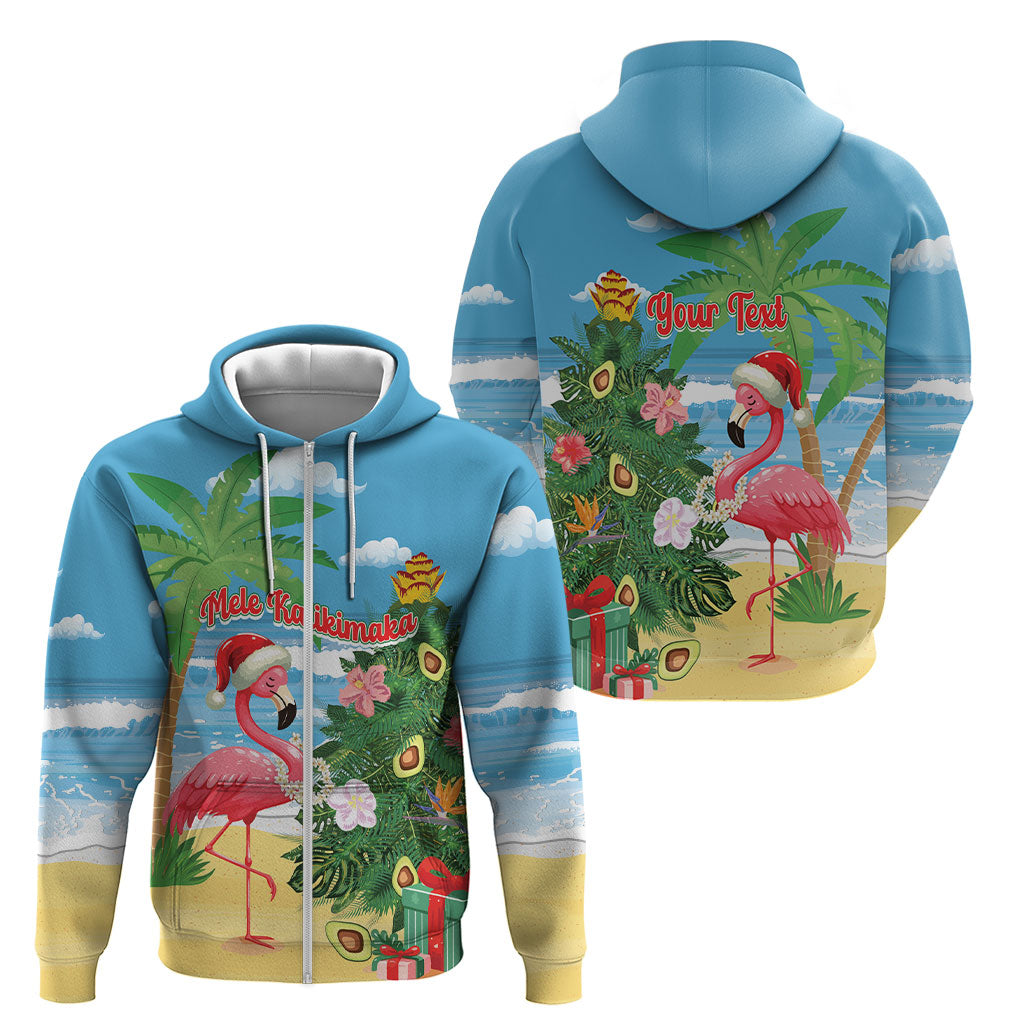 Flamingo Hawaii Summer Christmas Personalized Zip Hoodie Mele Kalikimaka Beachy Vibes LT14 - Polynesian Pride