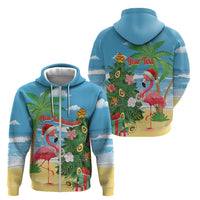 Flamingo Hawaii Summer Christmas Personalized Zip Hoodie Mele Kalikimaka Beachy Vibes LT14 - Polynesian Pride