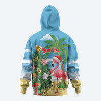 Flamingo Hawaii Summer Christmas Personalized Zip Hoodie Mele Kalikimaka Beachy Vibes LT14 - Polynesian Pride