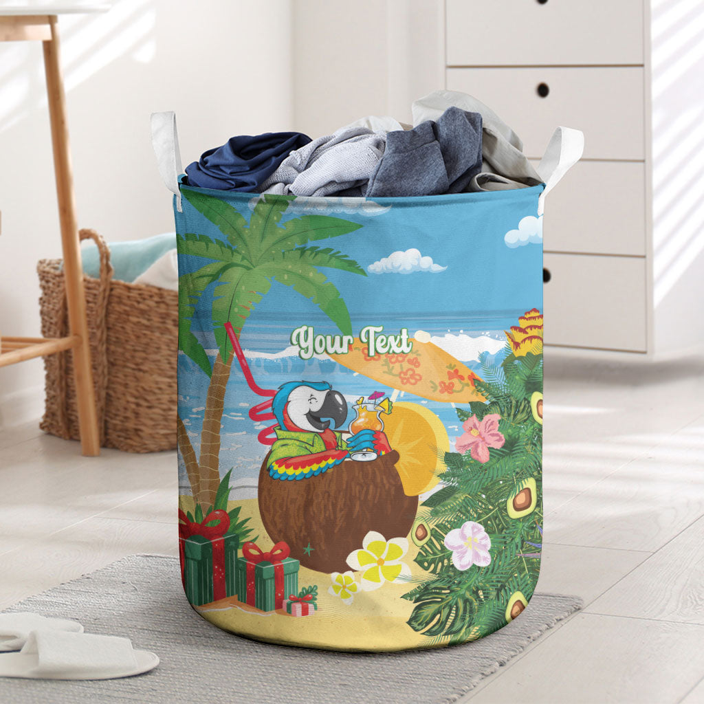 Chilling Parrot Hawaii Summer Christmas Personalized Laundry Basket It's 5 O'Clock Somewhere Beachy Vibes LT14 Blue - Polynesian Pride