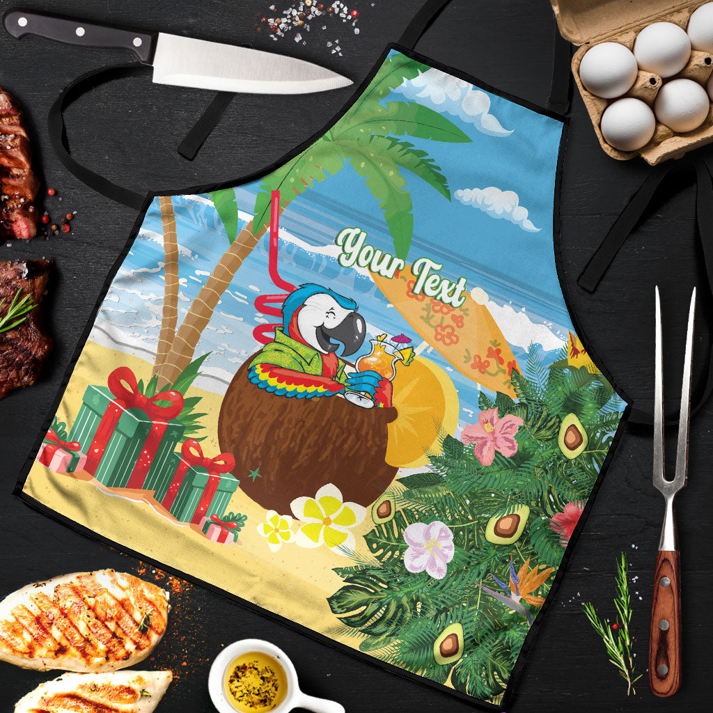 Chilling Parrot Hawaii Summer Christmas Personalized Apron It's 5 O'Clock Somewhere Beachy Vibes LT14 Blue - Polynesian Pride