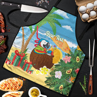Chilling Parrot Hawaii Summer Christmas Personalized Apron It's 5 O'Clock Somewhere Beachy Vibes LT14 Blue - Polynesian Pride