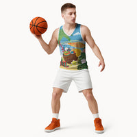 Chilling Parrot Hawaii Summer Christmas Personalized Basketball Jersey It's 5 O'Clock Somewhere Beachy Vibes LT14 - Polynesian Pride
