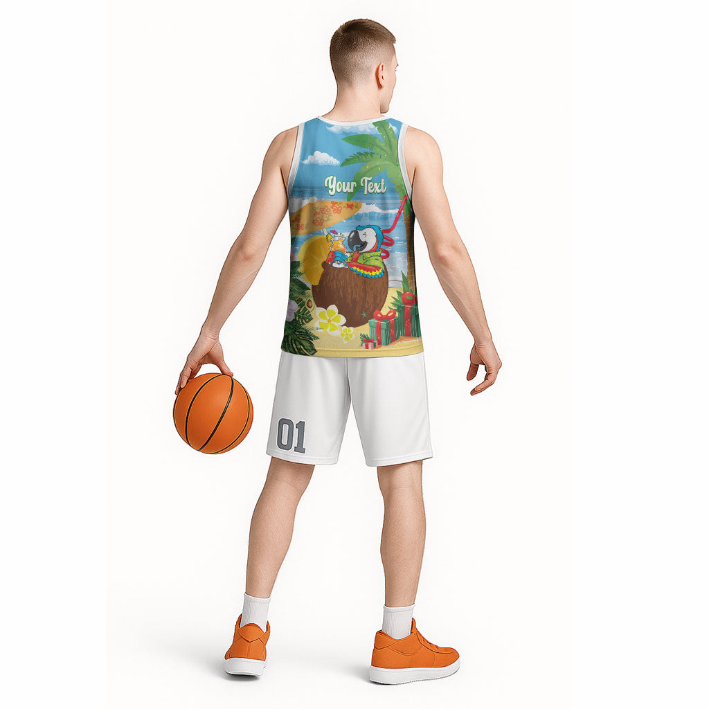 Chilling Parrot Hawaii Summer Christmas Personalized Basketball Jersey It's 5 O'Clock Somewhere Beachy Vibes LT14 - Polynesian Pride