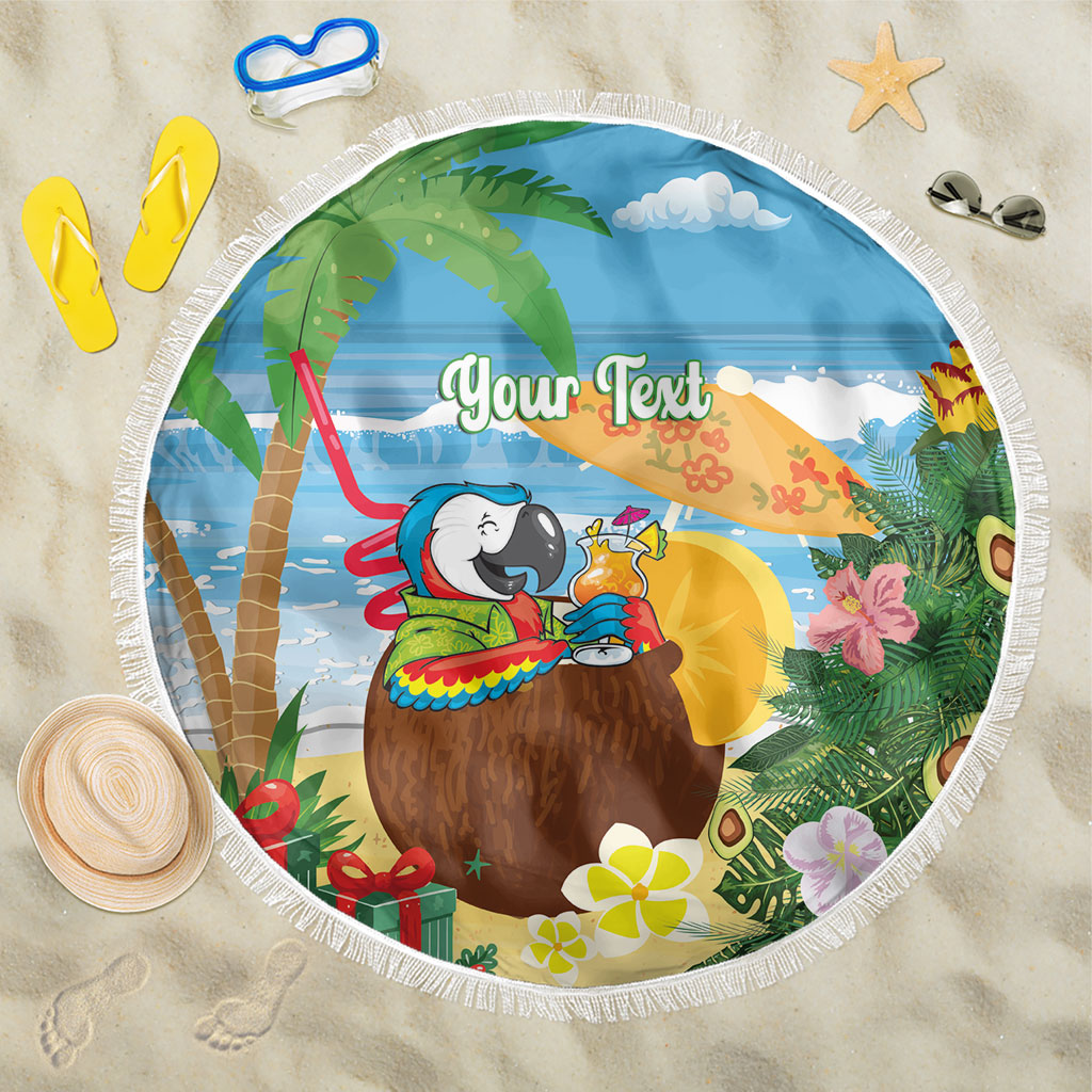 Chilling Parrot Hawaii Summer Christmas Personalized Beach Blanket It's 5 O'Clock Somewhere Beachy Vibes LT14 One Size 150cm Blue - Polynesian Pride