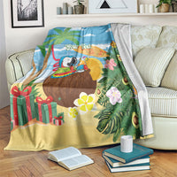 Chilling Parrot Hawaii Summer Christmas Personalized Blanket It's 5 O'Clock Somewhere Beachy Vibes LT14 Blue - Polynesian Pride