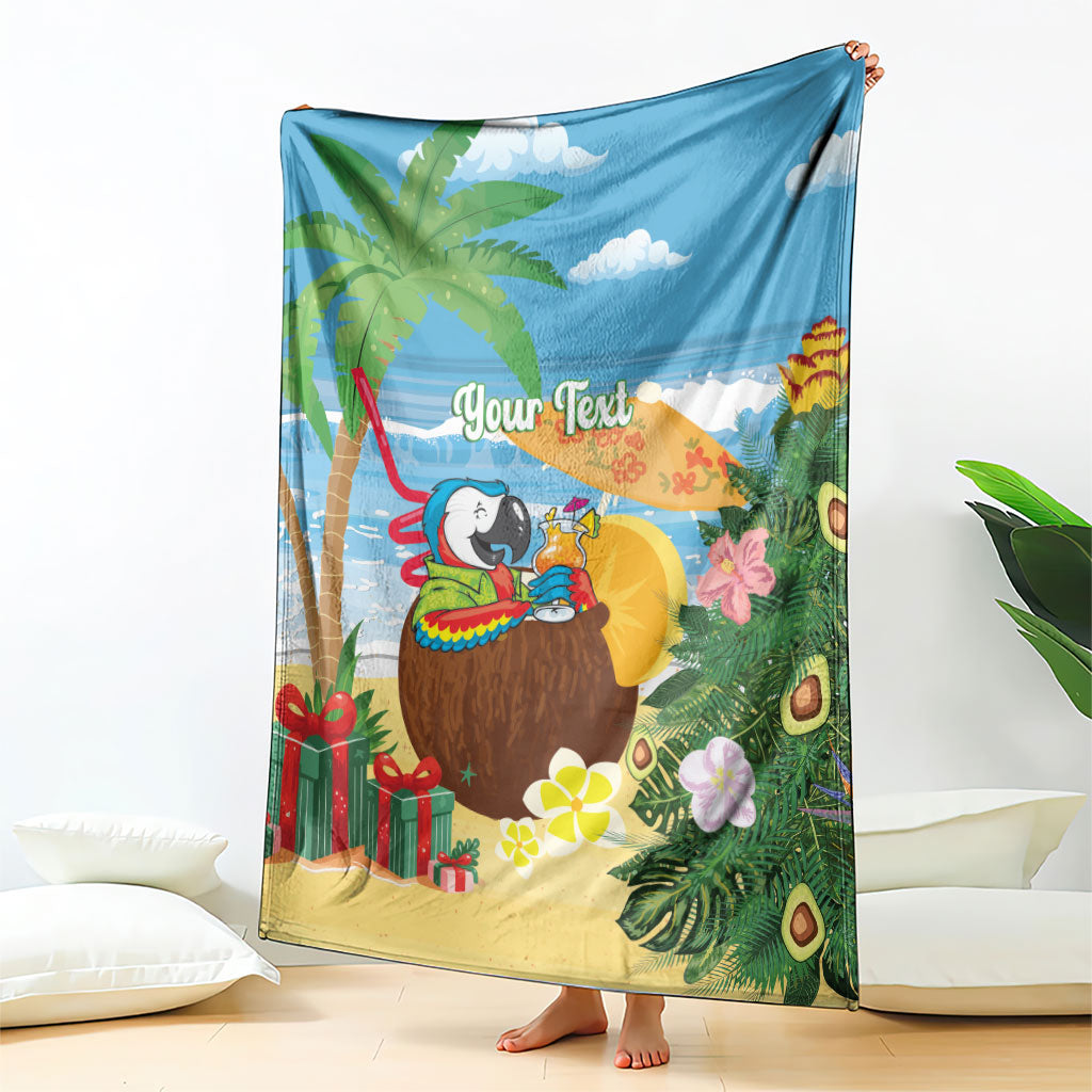 Chilling Parrot Hawaii Summer Christmas Personalized Blanket It's 5 O'Clock Somewhere Beachy Vibes LT14 - Polynesian Pride