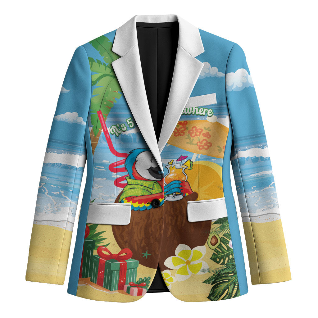 Chilling Parrot Hawaii Summer Christmas Personalized Blazer It's 5 O'Clock Somewhere Beachy Vibes LT14 Unisex Blue - Polynesian Pride