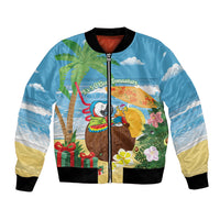 Chilling Parrot Hawaii Summer Christmas Personalized Bomber Jacket It's 5 O'Clock Somewhere Beachy Vibes LT14 Unisex Blue - Polynesian Pride