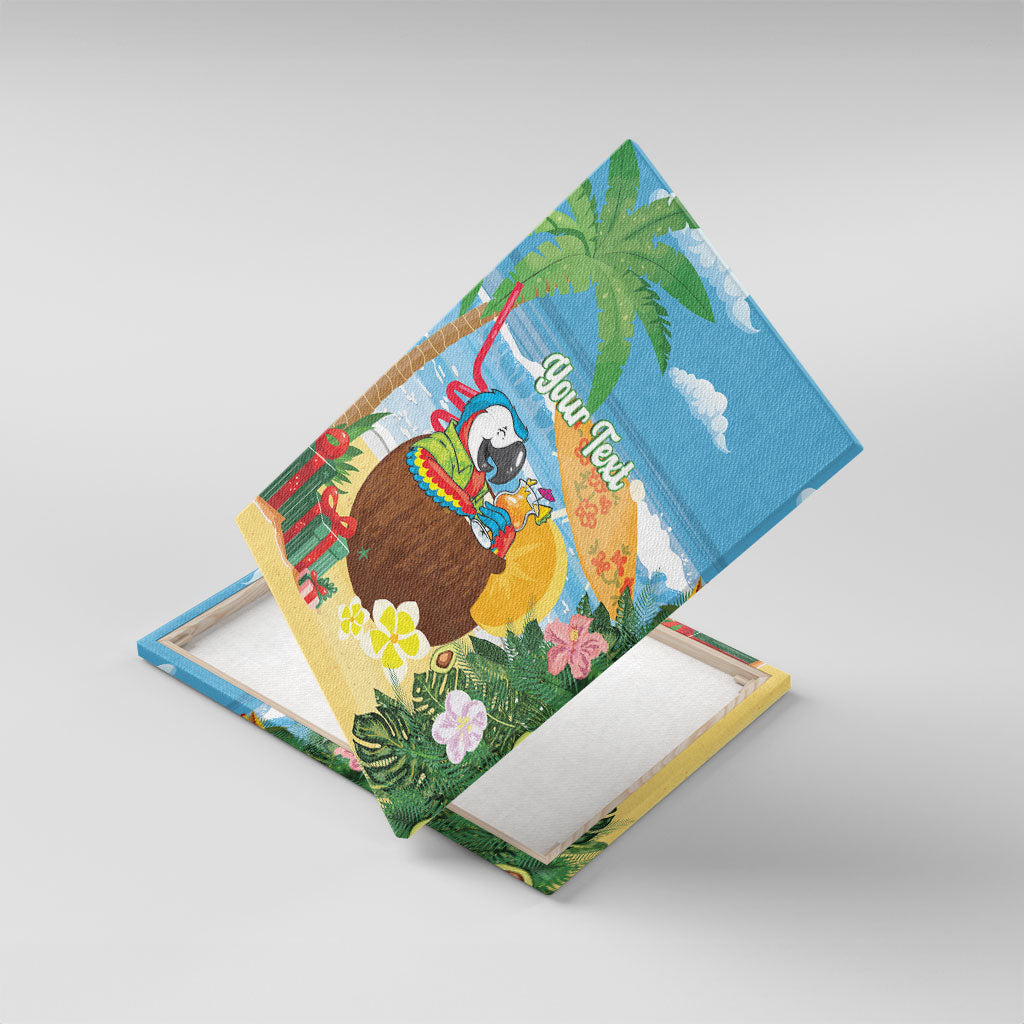 Chilling Parrot Hawaii Summer Christmas Personalized Canvas Wall Art It's 5 O'Clock Somewhere Beachy Vibes LT14 With Frame Blue - Polynesian Pride