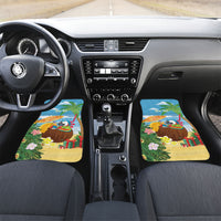 Chilling Parrot Hawaii Summer Christmas Personalized Car Mats It's 5 O'Clock Somewhere Beachy Vibes LT14 Set 2pcs - Front Blue - Polynesian Pride