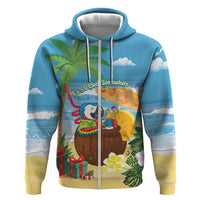 Chilling Parrot Hawaii Summer Christmas Personalized Hoodie It's 5 O'Clock Somewhere Beachy Vibes LT14 Zip Hoodie Blue - Polynesian Pride