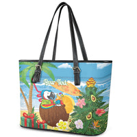 Chilling Parrot Hawaii Summer Christmas Personalized Leather Tote Bag It's 5 O'Clock Somewhere Beachy Vibes LT14 - Polynesian Pride
