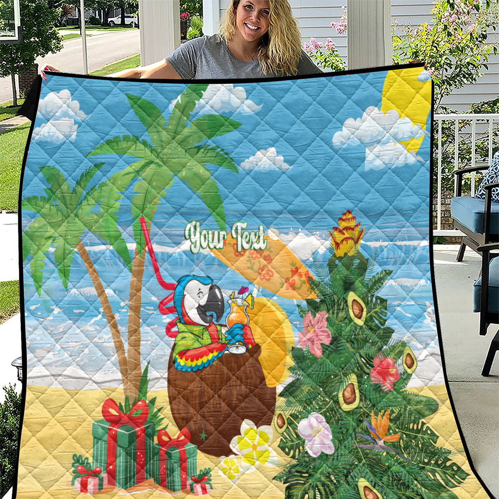Chilling Parrot Hawaii Summer Christmas Personalized Quilt It's 5 O'Clock Somewhere Beachy Vibes LT14 Blue - Polynesian Pride