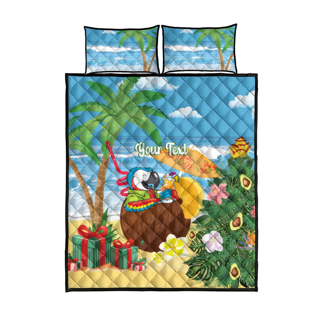 Chilling Parrot Hawaii Summer Christmas Personalized Quilt Bed Set It's 5 O'Clock Somewhere Beachy Vibes LT14 - Polynesian Pride