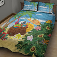 Chilling Parrot Hawaii Summer Christmas Personalized Quilt Bed Set It's 5 O'Clock Somewhere Beachy Vibes LT14 - Polynesian Pride