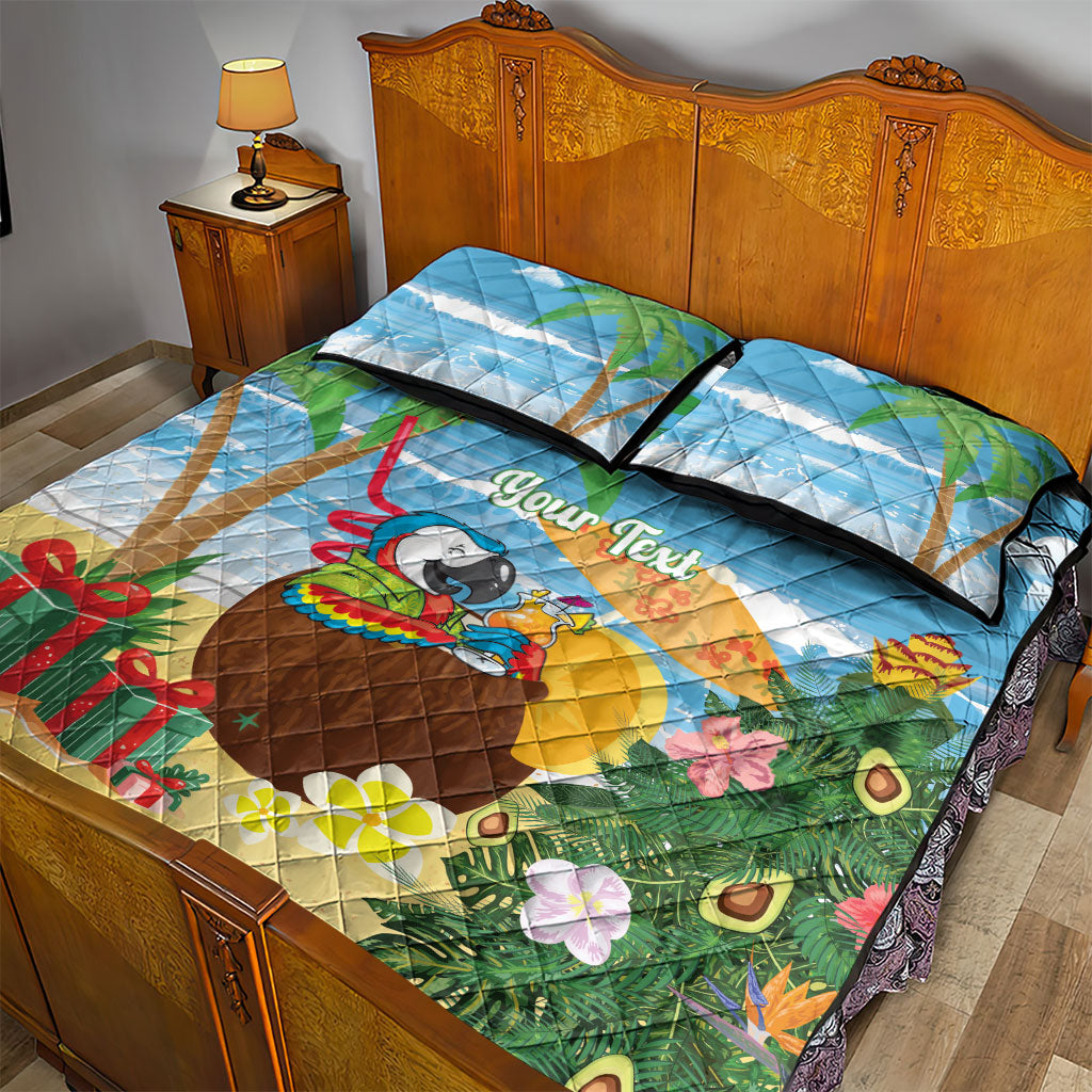 Chilling Parrot Hawaii Summer Christmas Personalized Quilt Bed Set It's 5 O'Clock Somewhere Beachy Vibes LT14 - Polynesian Pride
