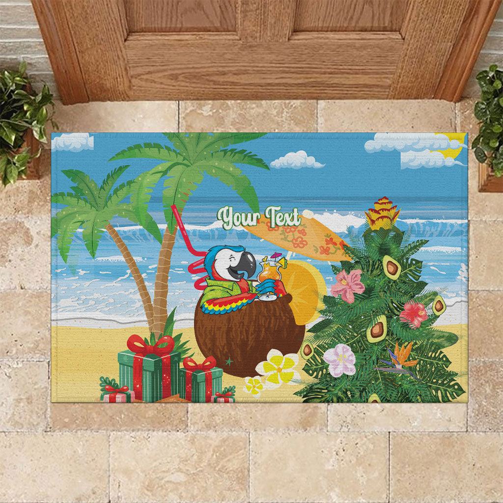 Chilling Parrot Hawaii Summer Christmas Personalized Rubber Doormat It's 5 O'Clock Somewhere Beachy Vibes LT14 Blue - Polynesian Pride