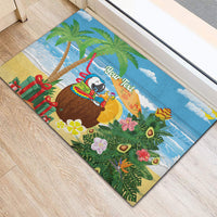Chilling Parrot Hawaii Summer Christmas Personalized Rubber Doormat It's 5 O'Clock Somewhere Beachy Vibes LT14 - Polynesian Pride