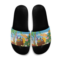 Chilling Parrot Hawaii Summer Christmas Personalized Slide Sandals It's 5 O'Clock Somewhere Beachy Vibes LT14 Blue - Polynesian Pride