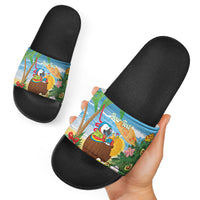 Chilling Parrot Hawaii Summer Christmas Personalized Slide Sandals It's 5 O'Clock Somewhere Beachy Vibes LT14 - Polynesian Pride