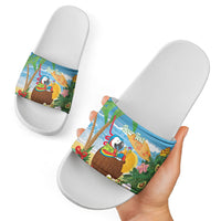Chilling Parrot Hawaii Summer Christmas Personalized Slide Sandals It's 5 O'Clock Somewhere Beachy Vibes LT14 - Polynesian Pride