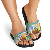 Chilling Parrot Hawaii Summer Christmas Personalized Slide Sandals It's 5 O'Clock Somewhere Beachy Vibes LT14 - Polynesian Pride
