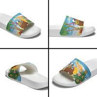 Chilling Parrot Hawaii Summer Christmas Personalized Slide Sandals It's 5 O'Clock Somewhere Beachy Vibes LT14 - Polynesian Pride