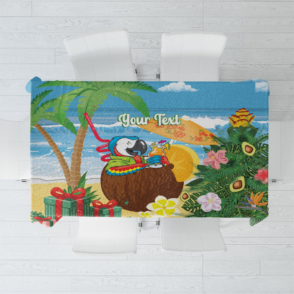 Chilling Parrot Hawaii Summer Christmas Personalized Tablecloth It's 5 O'Clock Somewhere Beachy Vibes LT14 Blue - Polynesian Pride