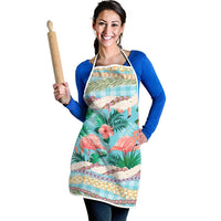 Flamingo Hawaii Summer Apron Hawaiian Lei Pakala Motifs Tropical Style LT14 - Polynesian Pride