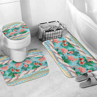 Flamingo Hawaii Summer Bathroom Set Hawaiian Lei Pakala Motifs Tropical Style LT14 Mat Set Only (3 pcs) One Size Cyan - Polynesian Pride