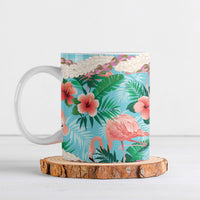 Flamingo Hawaii Summer Ceramic Mug Hawaiian Lei Pakala Motifs Tropical Style LT14 Cyan - Polynesian Pride