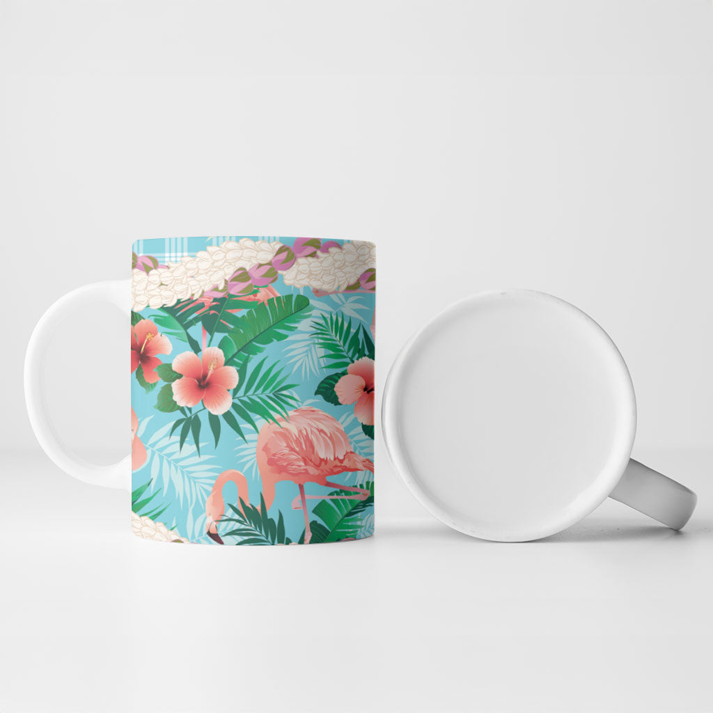 Flamingo Hawaii Summer Ceramic Mug Hawaiian Lei Pakala Motifs Tropical Style LT14 - Polynesian Pride