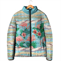 Flamingo Hawaii Summer Padded Jacket Hawaiian Lei Pakala Motifs Tropical Style LT14 - Polynesian Pride