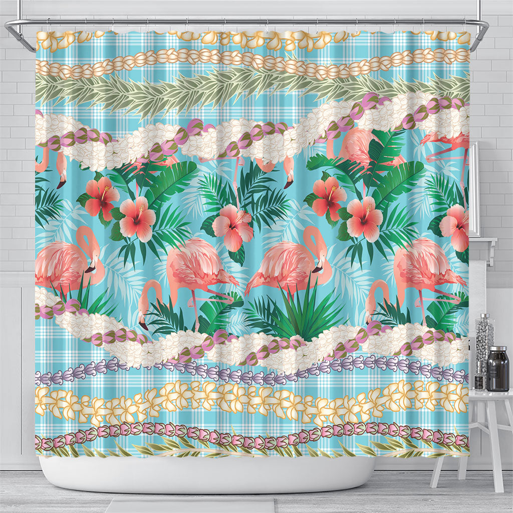 Flamingo Hawaii Summer Shower Curtain Hawaiian Lei Pakala Motifs Tropical Style LT14 - Polynesian Pride