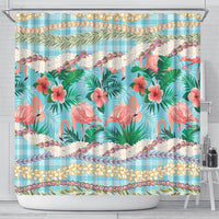 Flamingo Hawaii Summer Shower Curtain Hawaiian Lei Pakala Motifs Tropical Style LT14 - Polynesian Pride