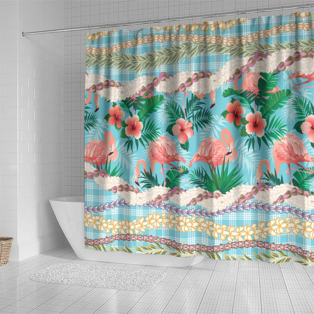 Flamingo Hawaii Summer Shower Curtain Hawaiian Lei Pakala Motifs Tropical Style LT14 - Polynesian Pride