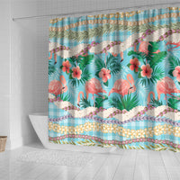 Flamingo Hawaii Summer Shower Curtain Hawaiian Lei Pakala Motifs Tropical Style LT14 - Polynesian Pride