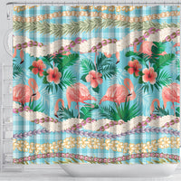 Flamingo Hawaii Summer Shower Curtain Hawaiian Lei Pakala Motifs Tropical Style LT14 - Polynesian Pride
