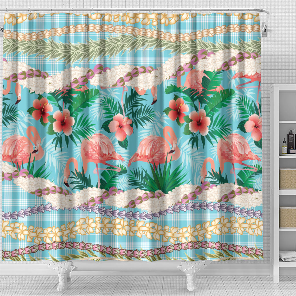 Flamingo Hawaii Summer Shower Curtain Hawaiian Lei Pakala Motifs Tropical Style LT14 - Polynesian Pride