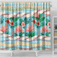Flamingo Hawaii Summer Shower Curtain Hawaiian Lei Pakala Motifs Tropical Style LT14 - Polynesian Pride