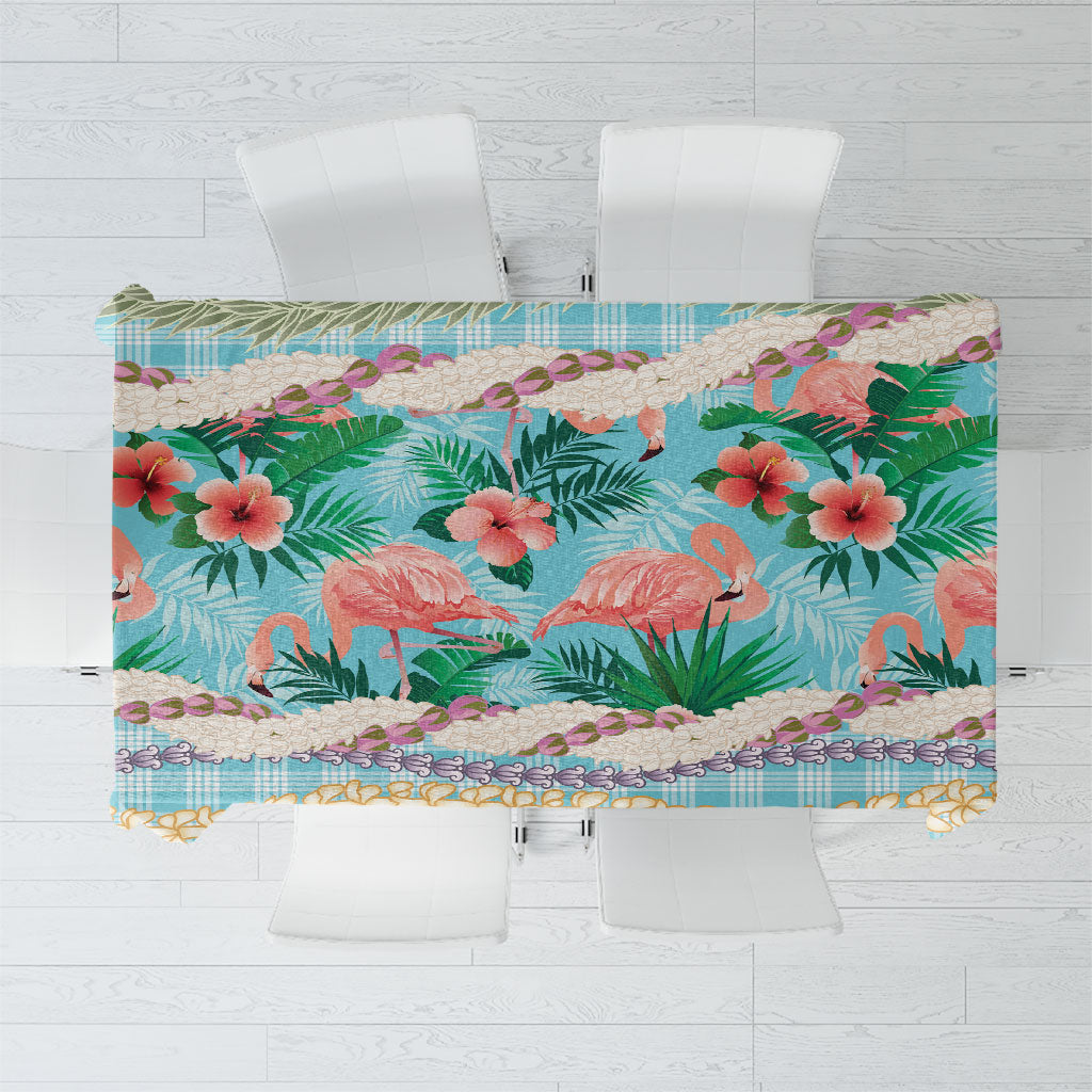 Flamingo Hawaii Summer Tablecloth Hawaiian Lei Pakala Motifs Tropical Style LT14 Cyan - Polynesian Pride