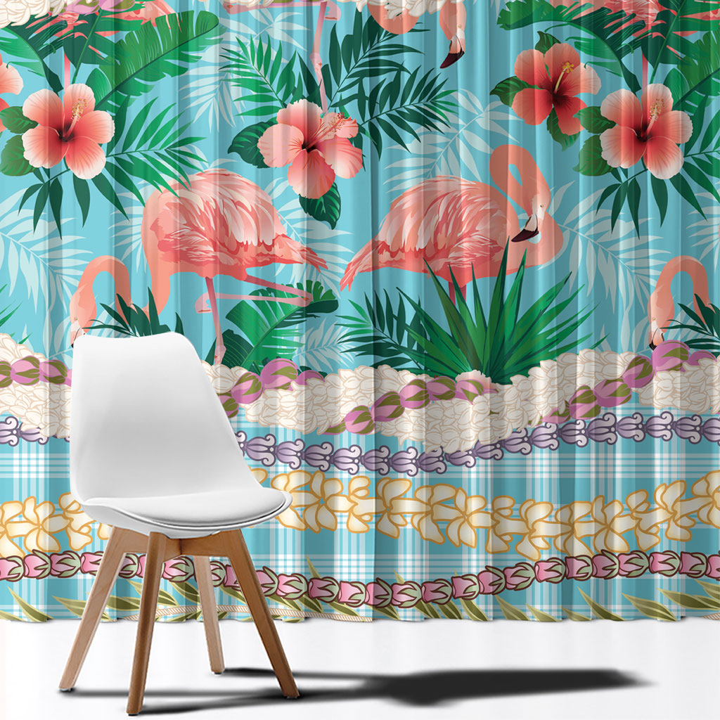 Flamingo Hawaii Summer Window Curtain Hawaiian Lei Pakala Motifs Tropical Style LT14 - Polynesian Pride