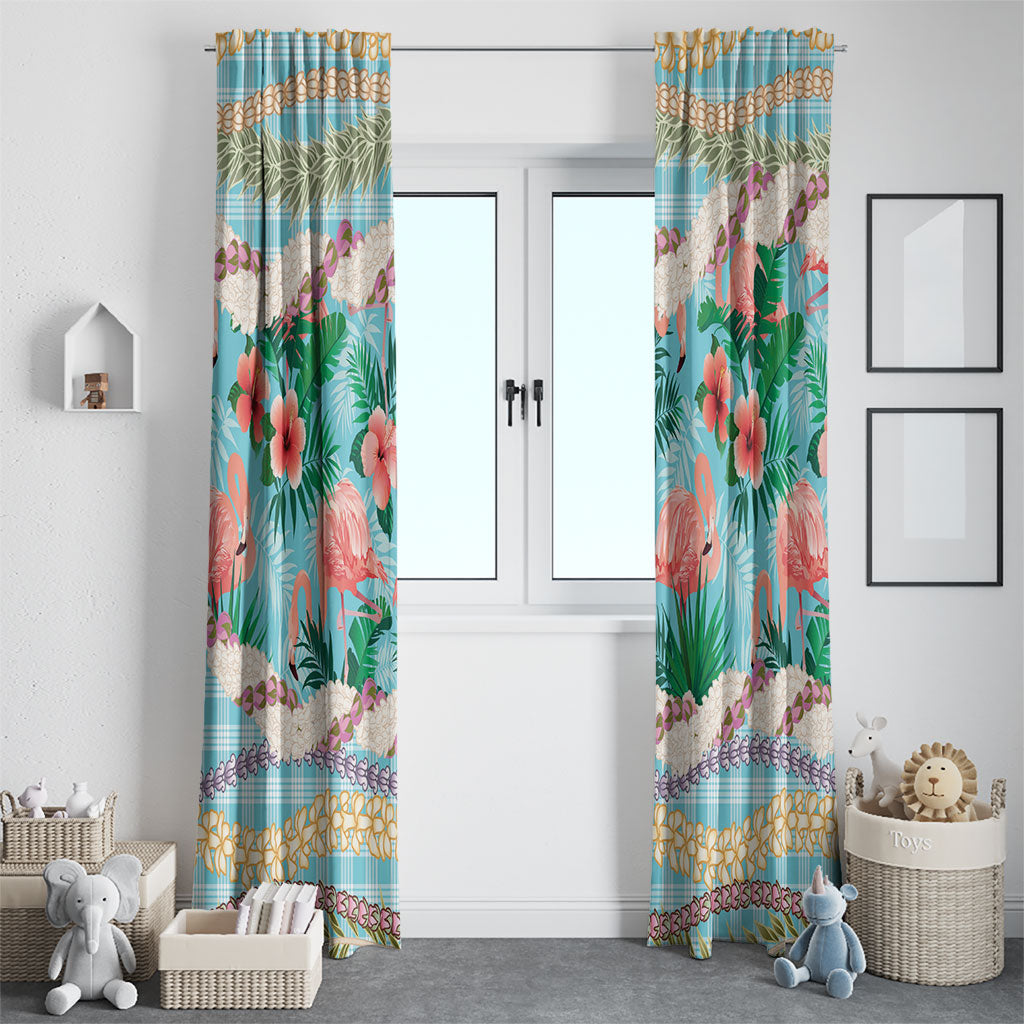 Flamingo Hawaii Summer Window Curtain Hawaiian Lei Pakala Motifs Tropical Style LT14 - Polynesian Pride