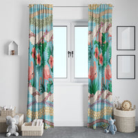 Flamingo Hawaii Summer Window Curtain Hawaiian Lei Pakala Motifs Tropical Style LT14 - Polynesian Pride