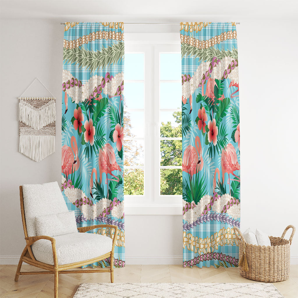 Flamingo Hawaii Summer Window Curtain Hawaiian Lei Pakala Motifs Tropical Style LT14 - Polynesian Pride