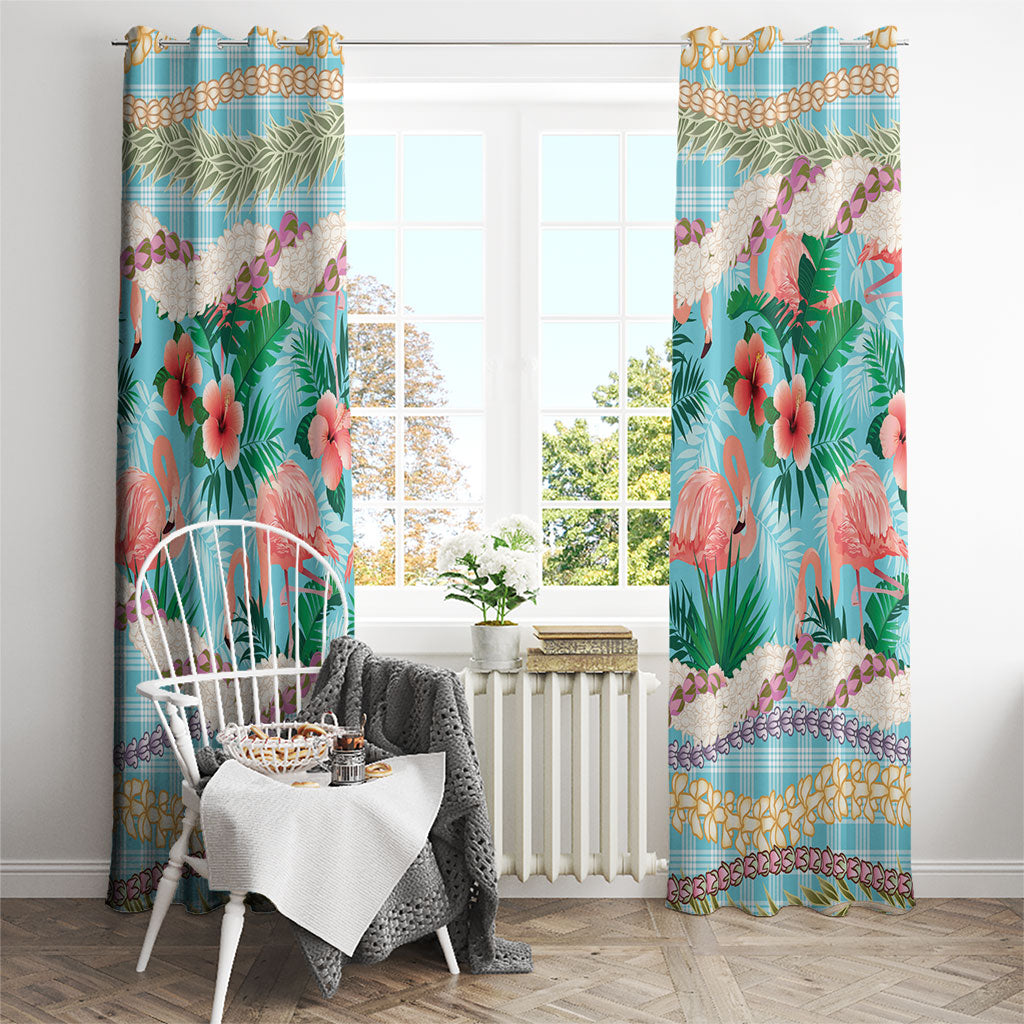 Flamingo Hawaii Summer Window Curtain Hawaiian Lei Pakala Motifs Tropical Style LT14 - Polynesian Pride