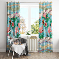 Flamingo Hawaii Summer Window Curtain Hawaiian Lei Pakala Motifs Tropical Style LT14 - Polynesian Pride