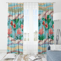 Flamingo Hawaii Summer Window Curtain Hawaiian Lei Pakala Motifs Tropical Style LT14 - Polynesian Pride