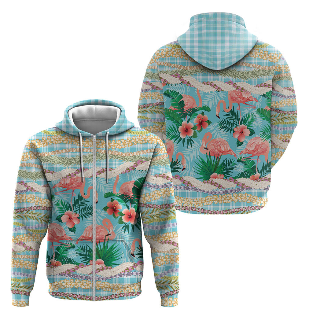 Flamingo Hawaii Summer Zip Hoodie Hawaiian Lei Pakala Motifs Tropical Style LT14 - Polynesian Pride